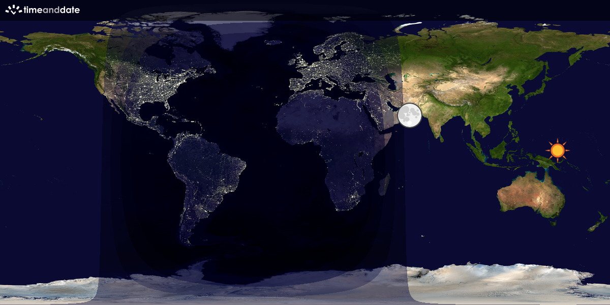 Verdenskart som viser dag og natt 