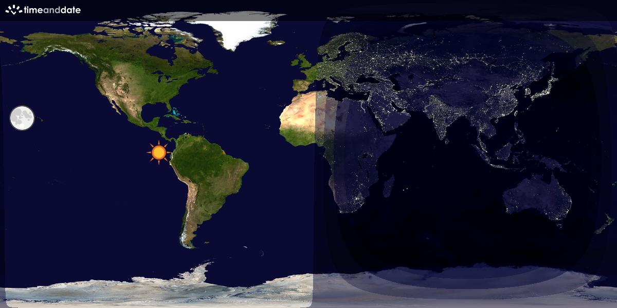 Verdenskart som viser dag og natt 