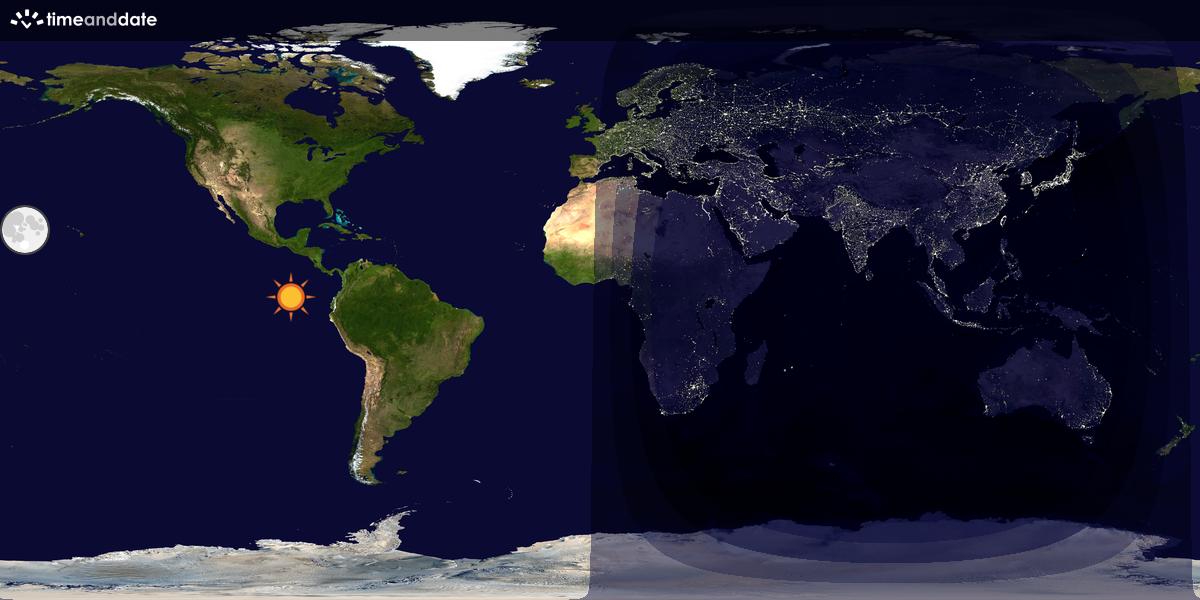 Verdenskart som viser dag og natt 