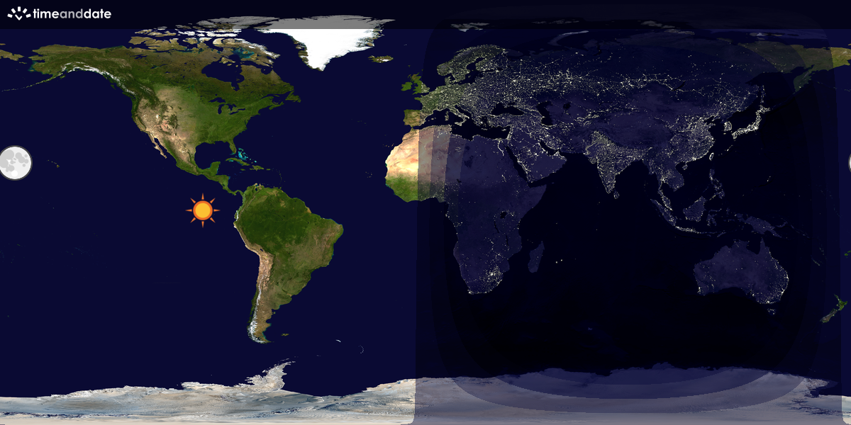 Verdenskart som viser dag og natt 