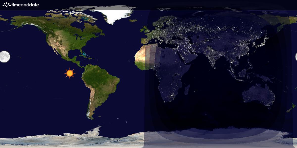 Verdenskart som viser dag og natt 