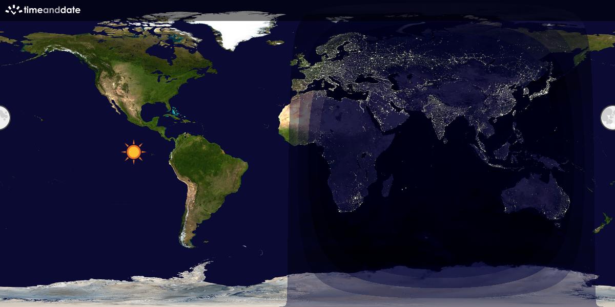 Verdenskart som viser dag og natt 