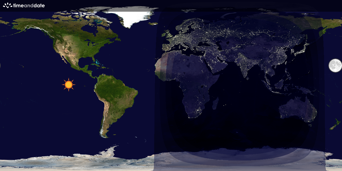 Verdenskart som viser dag og natt 