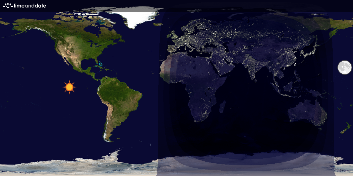 Verdenskart som viser dag og natt 