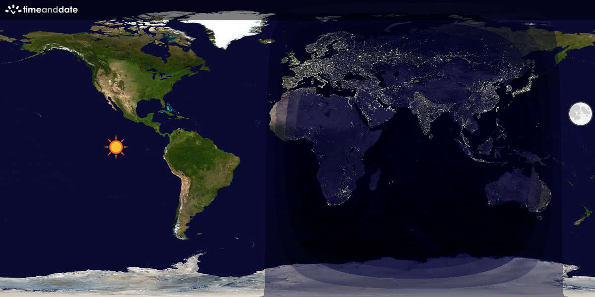 Verdenskart som viser dag og natt 