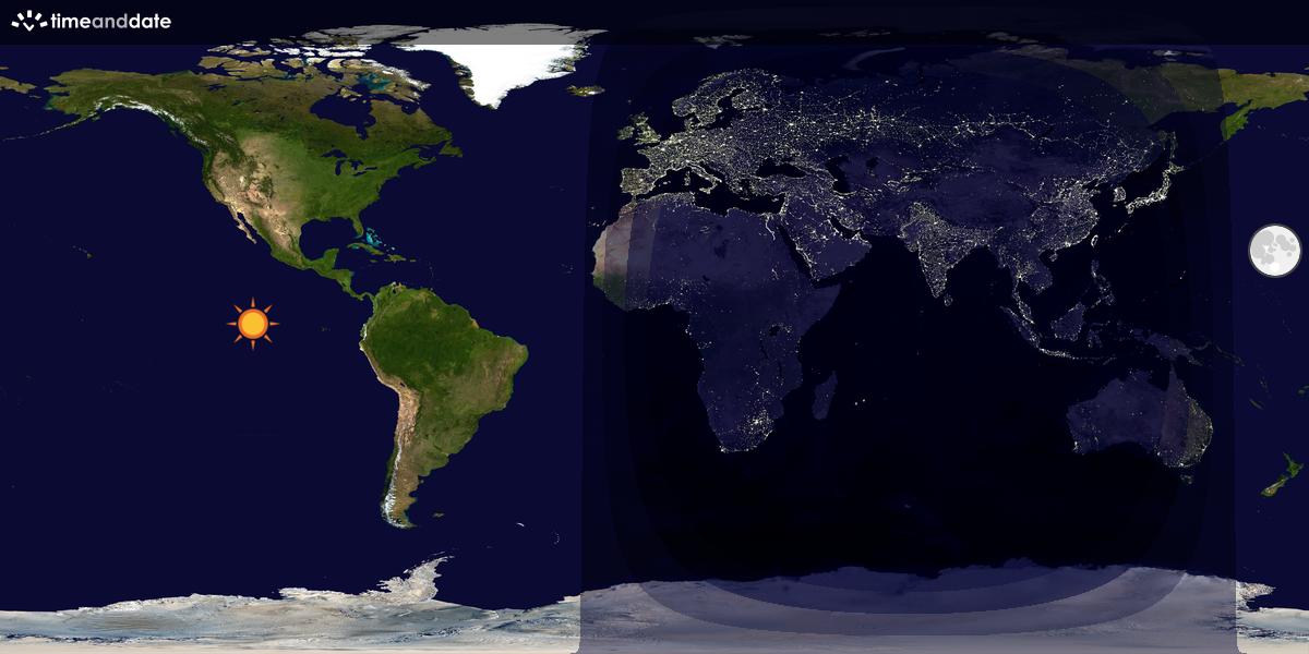 Verdenskart som viser dag og natt 