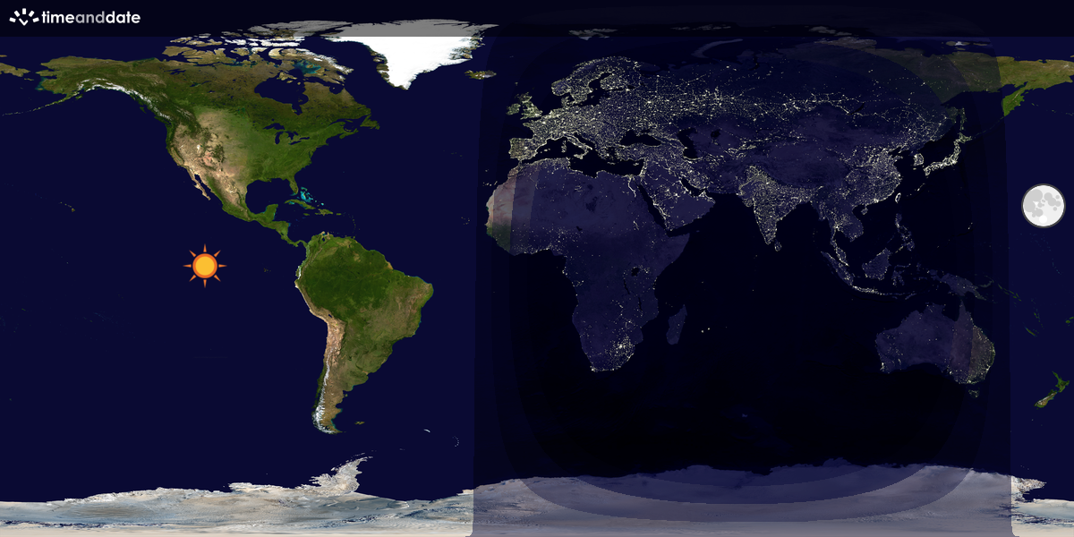 Verdenskart som viser dag og natt 