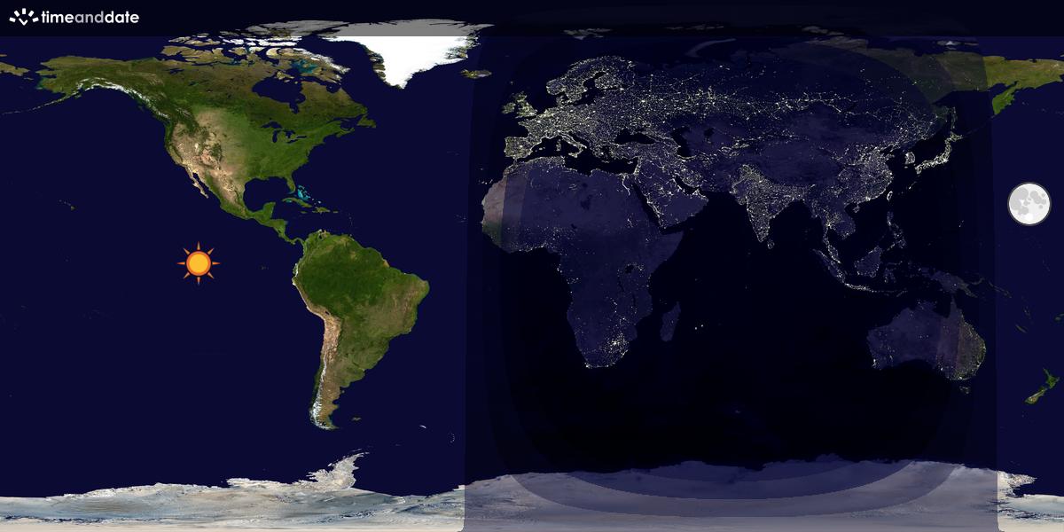 Verdenskart som viser dag og natt 