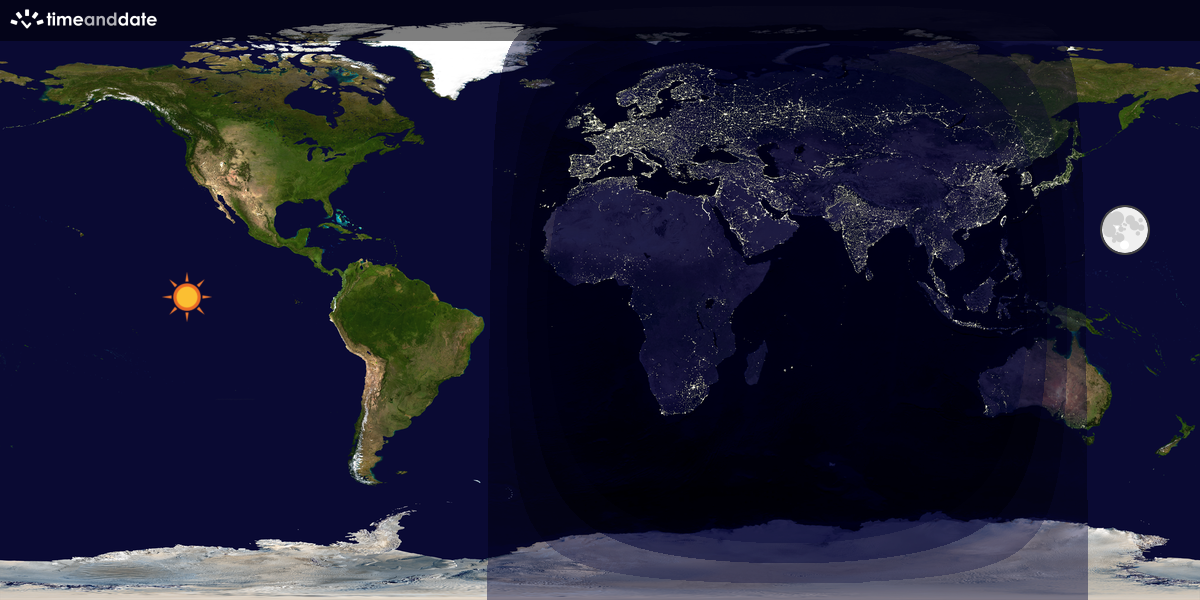 Verdenskart som viser dag og natt 