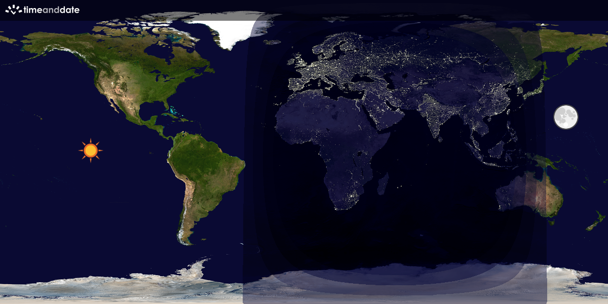 Verdenskart som viser dag og natt 