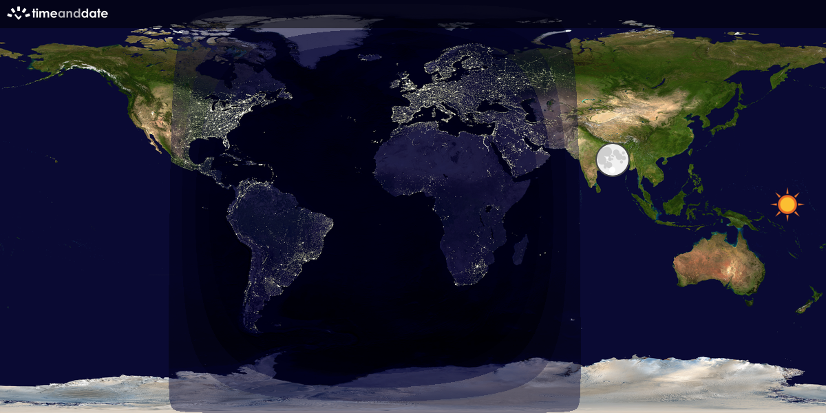 Verdenskart som viser dag og natt 
