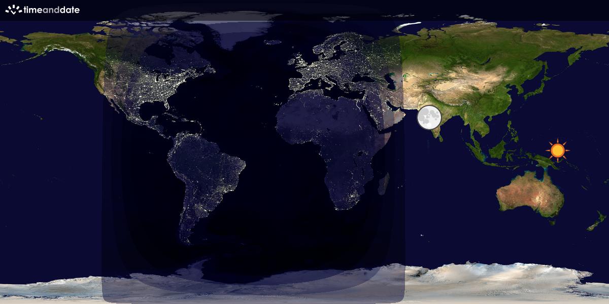 Verdenskart som viser dag og natt 