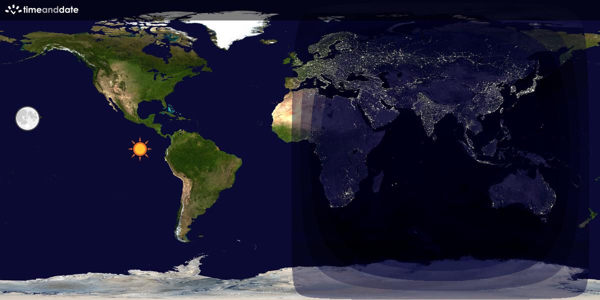Verdenskart som viser dag og natt 