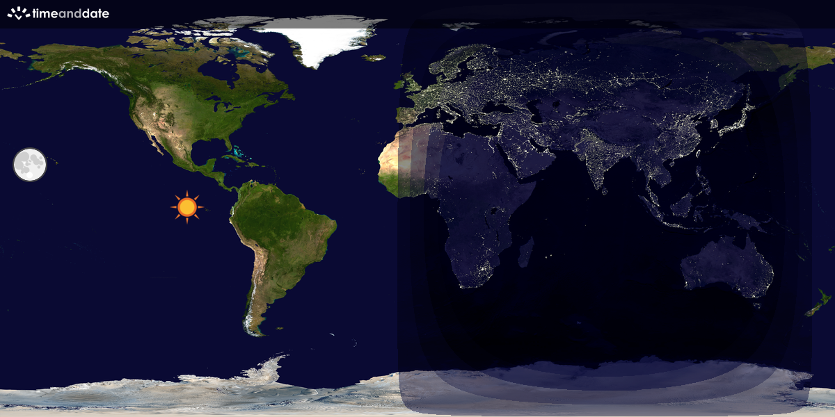 Verdenskart som viser dag og natt 