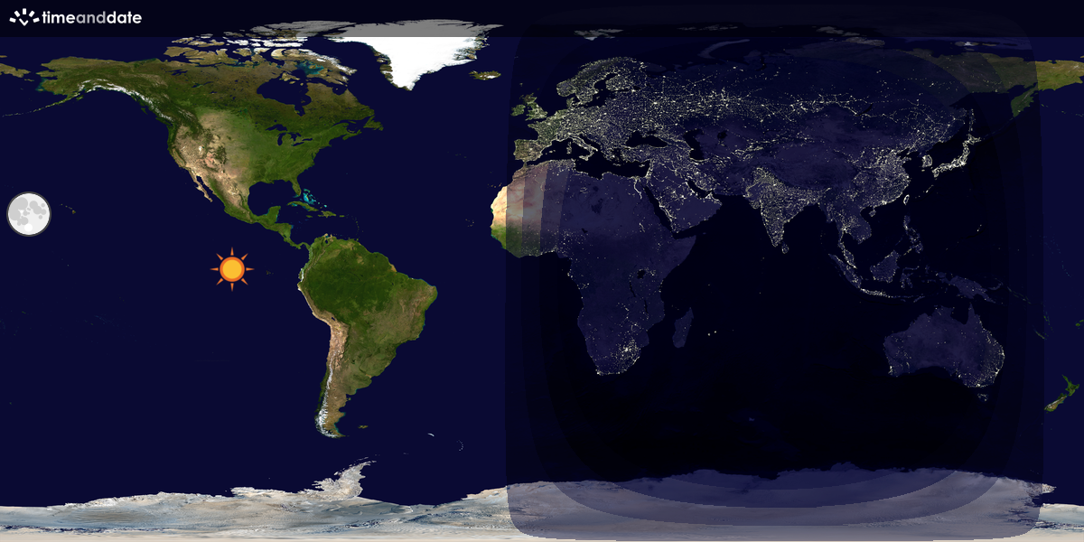 Verdenskart som viser dag og natt 
