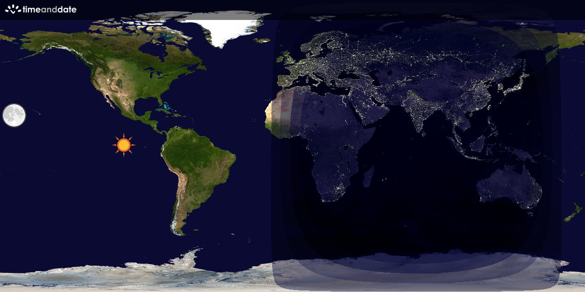 Verdenskart som viser dag og natt 
