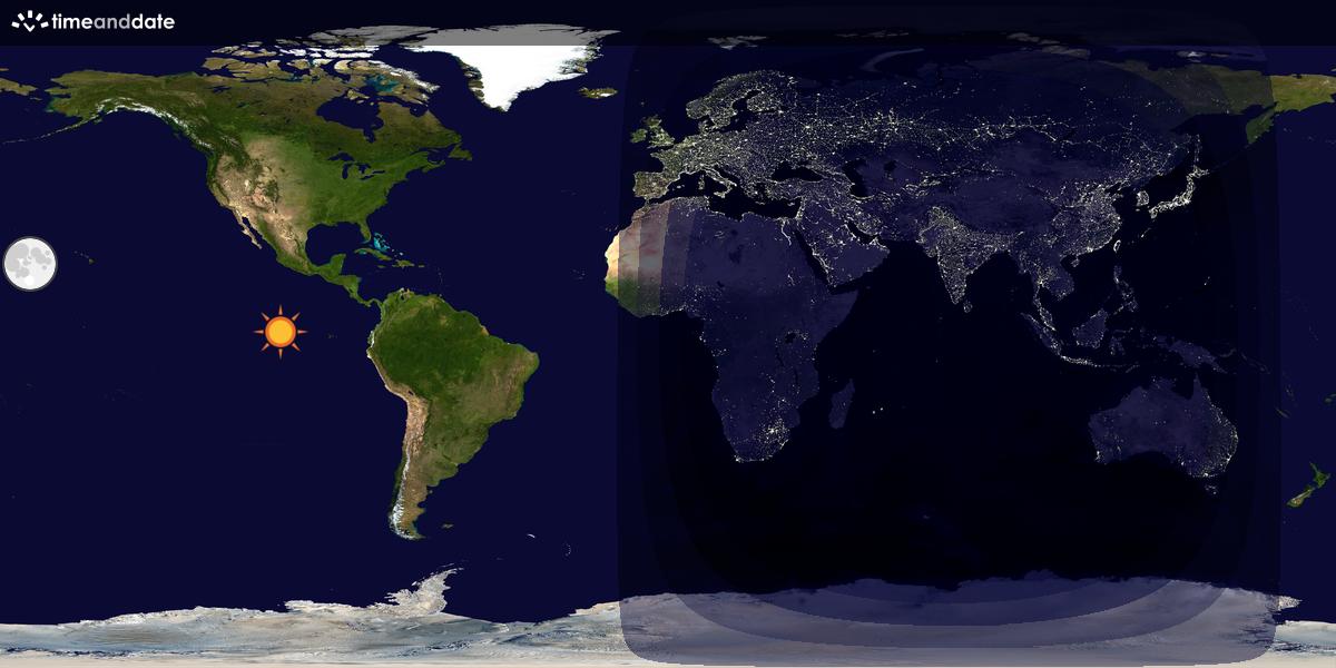 Verdenskart som viser dag og natt 