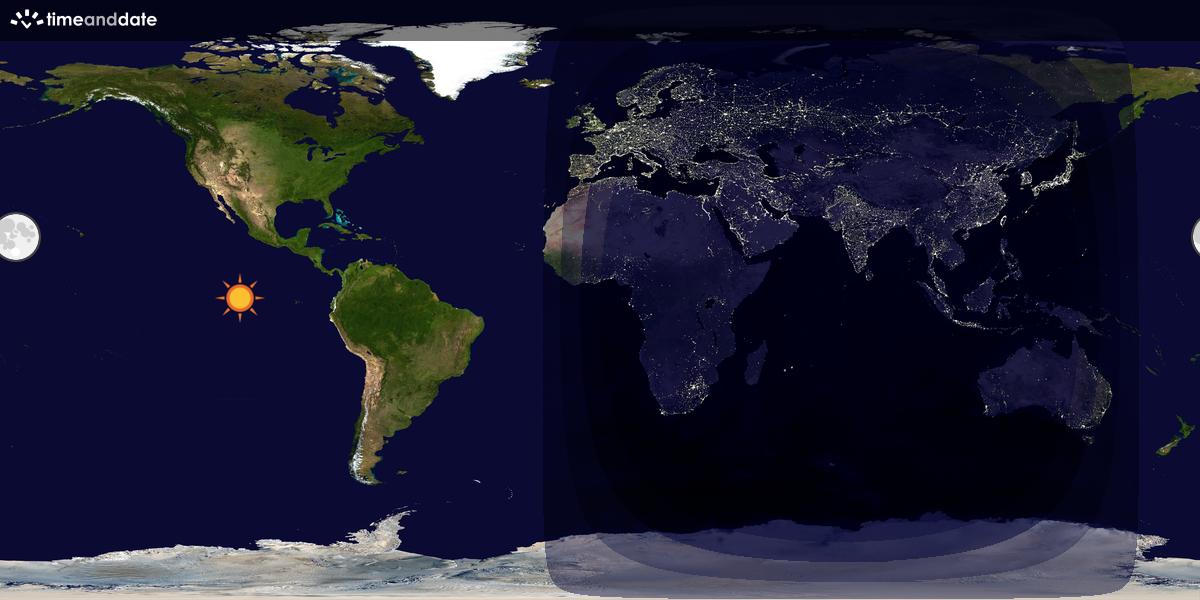 Verdenskart som viser dag og natt 