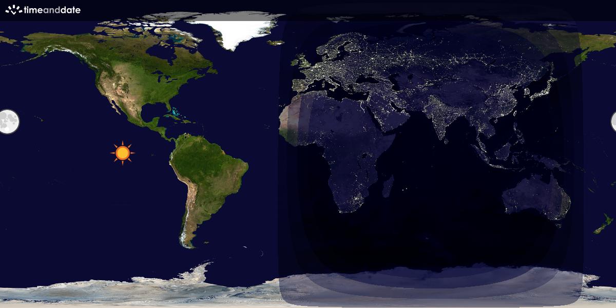Verdenskart som viser dag og natt 