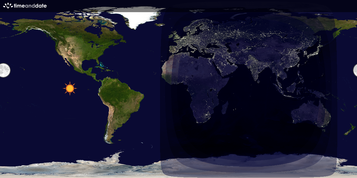 Verdenskart som viser dag og natt 