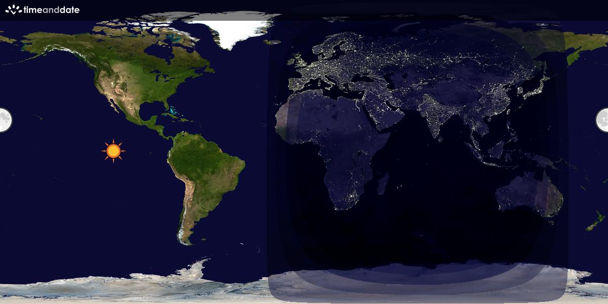 Verdenskart som viser dag og natt 