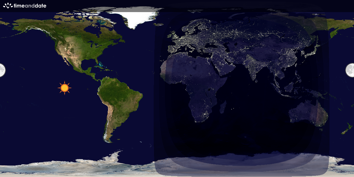 Verdenskart som viser dag og natt 