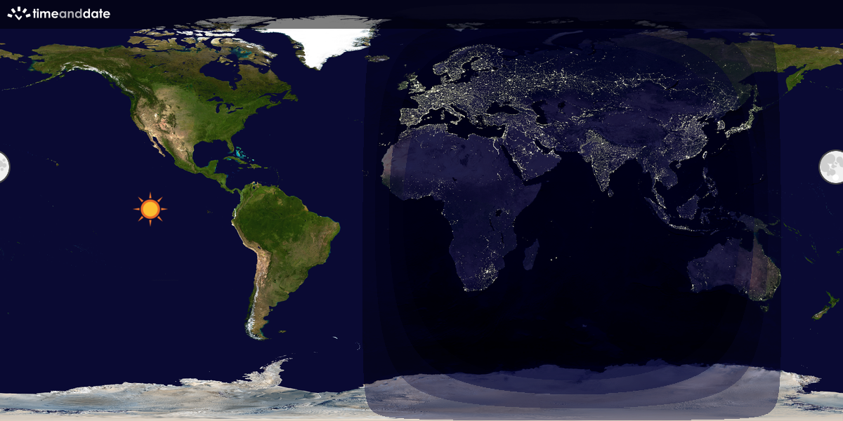 Verdenskart som viser dag og natt 