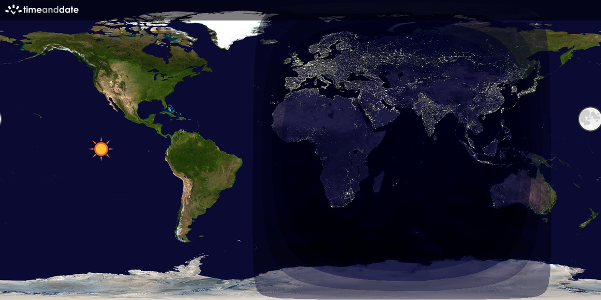 Verdenskart som viser dag og natt 