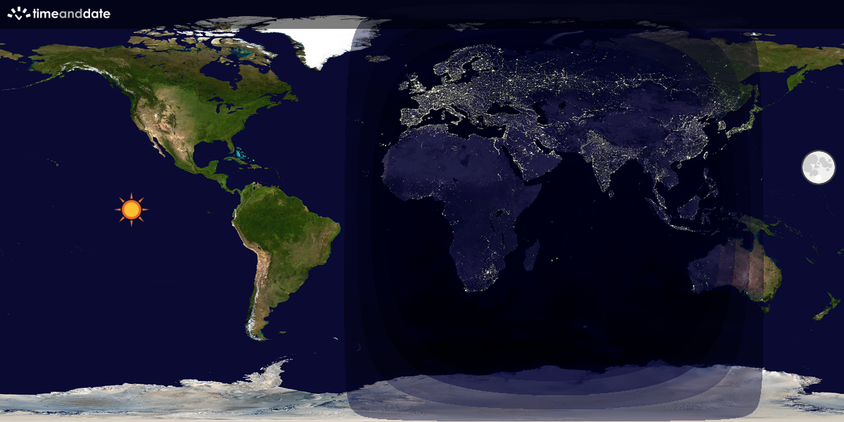 Verdenskart som viser dag og natt 