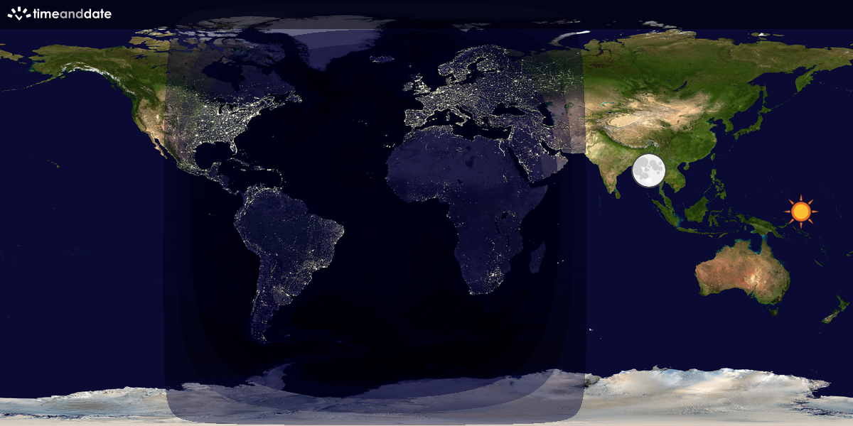 Verdenskart som viser dag og natt 