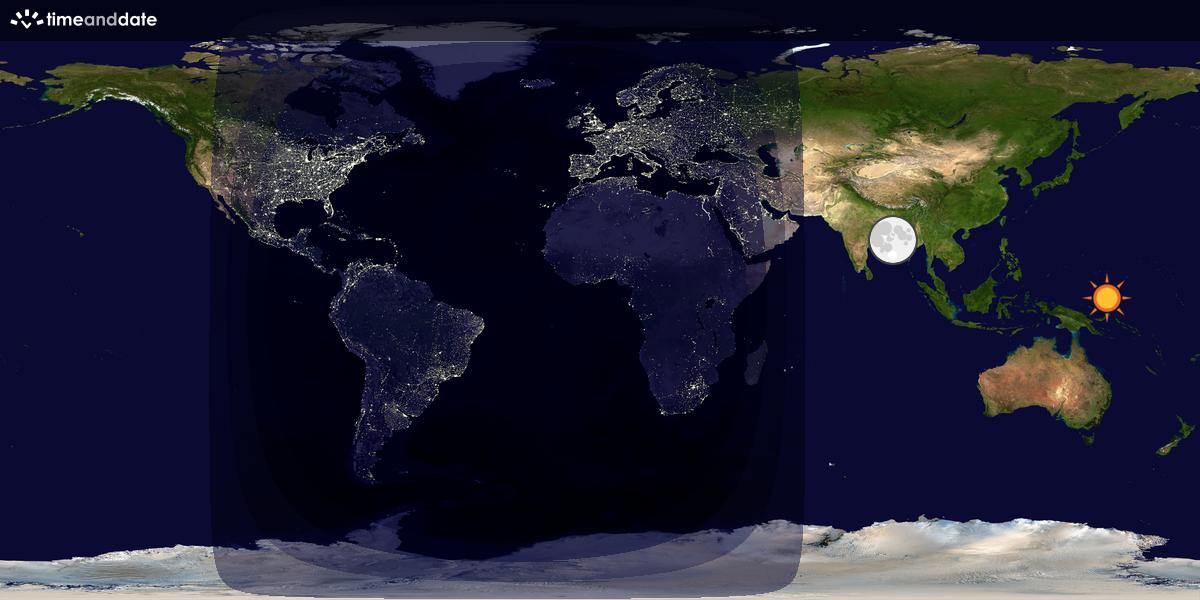 Verdenskart som viser dag og natt 