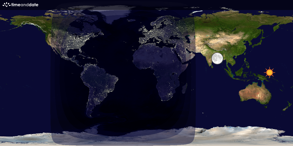 Verdenskart som viser dag og natt 