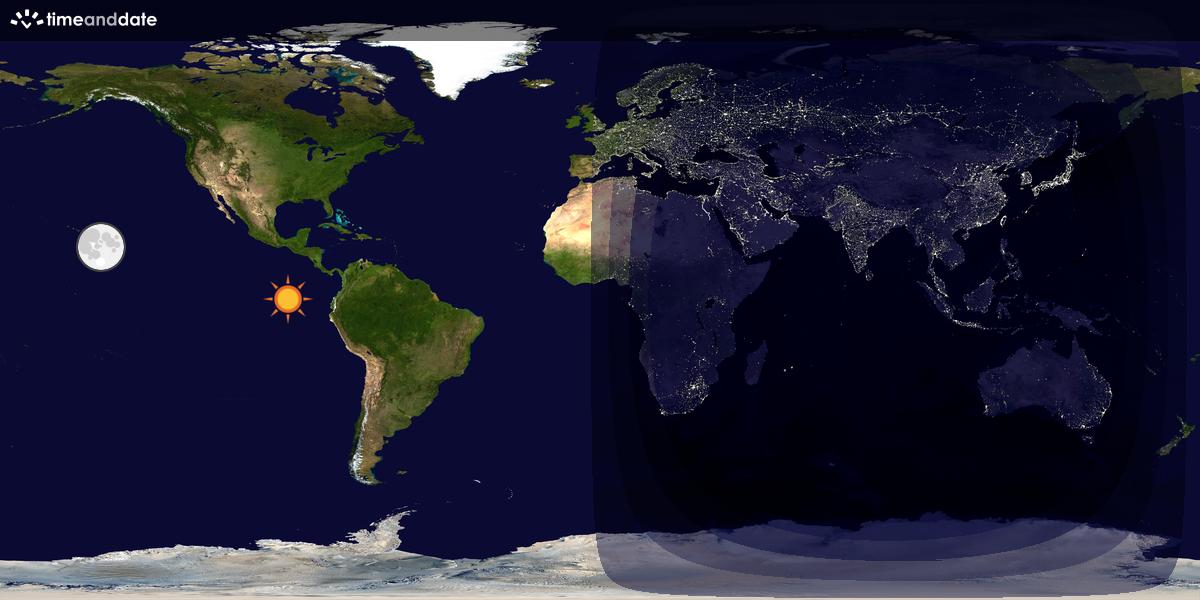 Verdenskart som viser dag og natt 