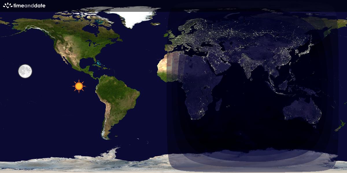 Verdenskart som viser dag og natt 