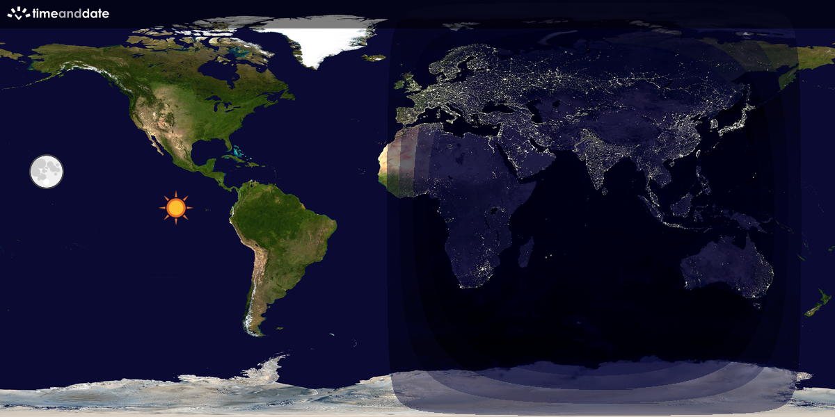 Verdenskart som viser dag og natt 