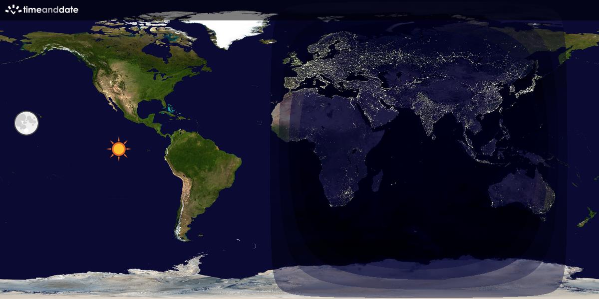 Verdenskart som viser dag og natt 