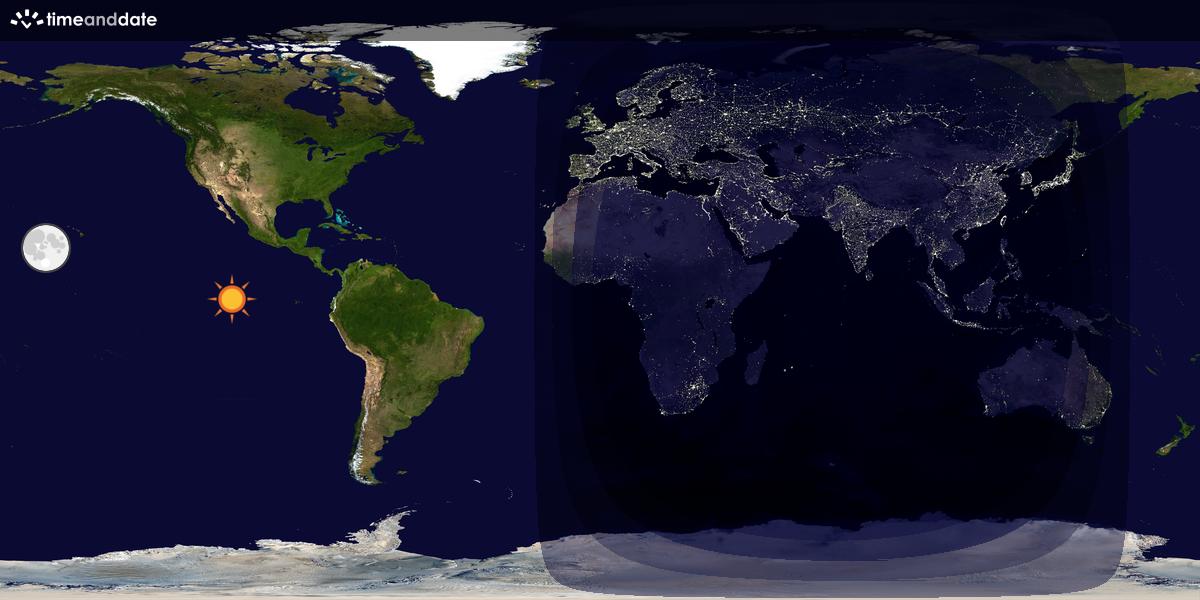 Verdenskart som viser dag og natt 