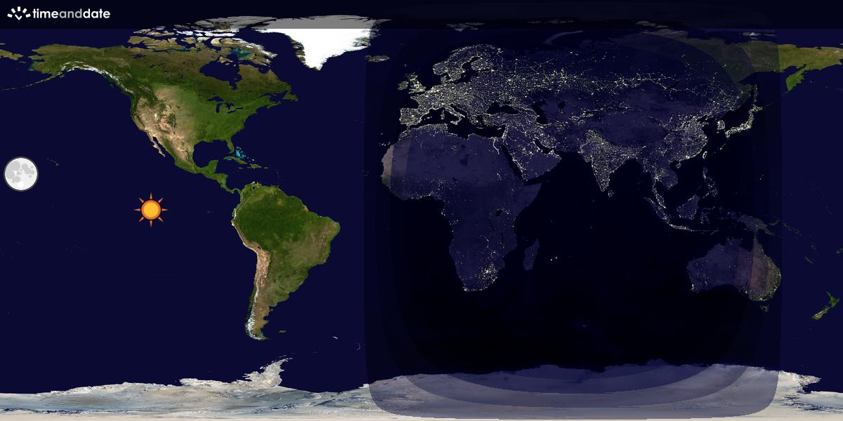 Verdenskart som viser dag og natt 