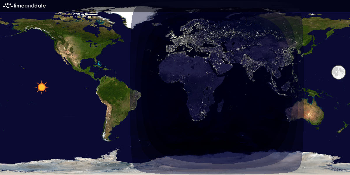 Verdenskart som viser dag og natt 