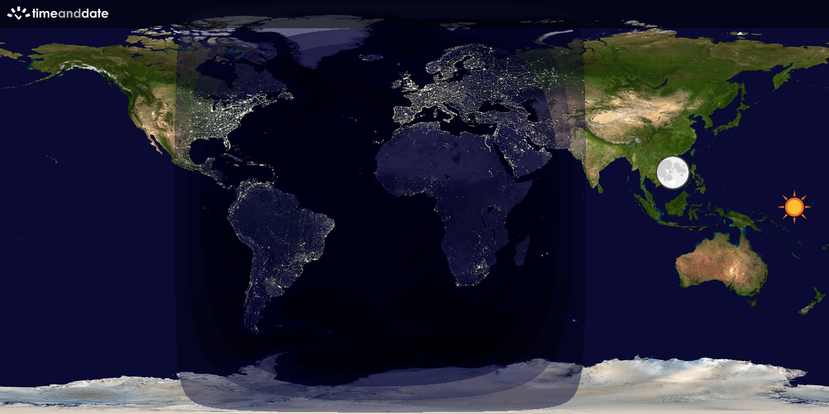 Verdenskart som viser dag og natt 