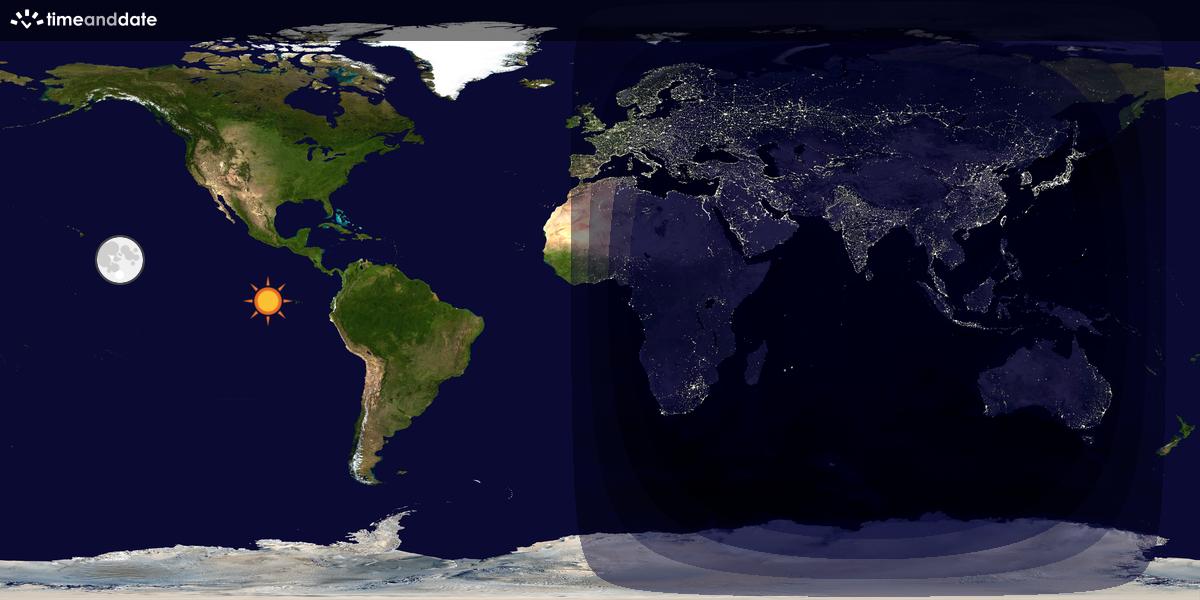 Verdenskart som viser dag og natt 