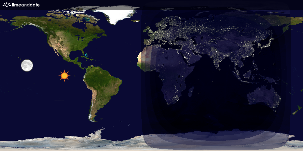 Verdenskart som viser dag og natt 