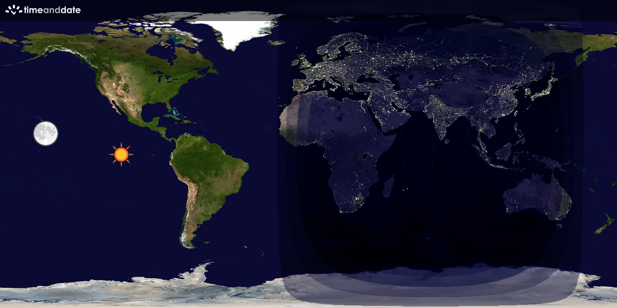 Verdenskart som viser dag og natt 