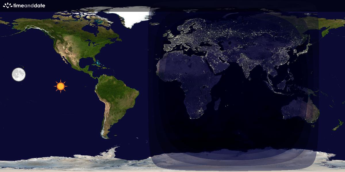 Verdenskart som viser dag og natt 