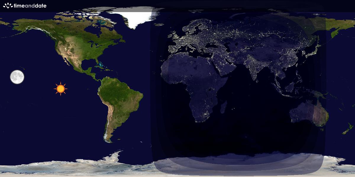 Verdenskart som viser dag og natt 
