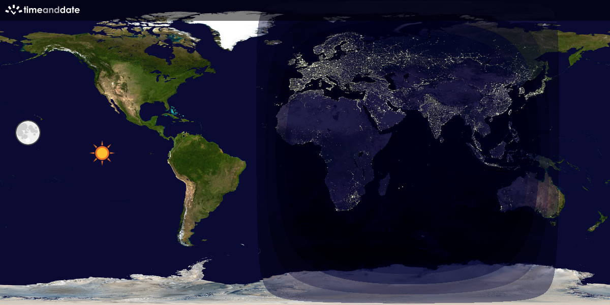 Verdenskart som viser dag og natt 