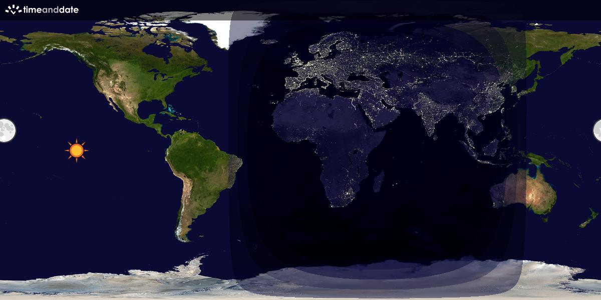 Verdenskart som viser dag og natt 
