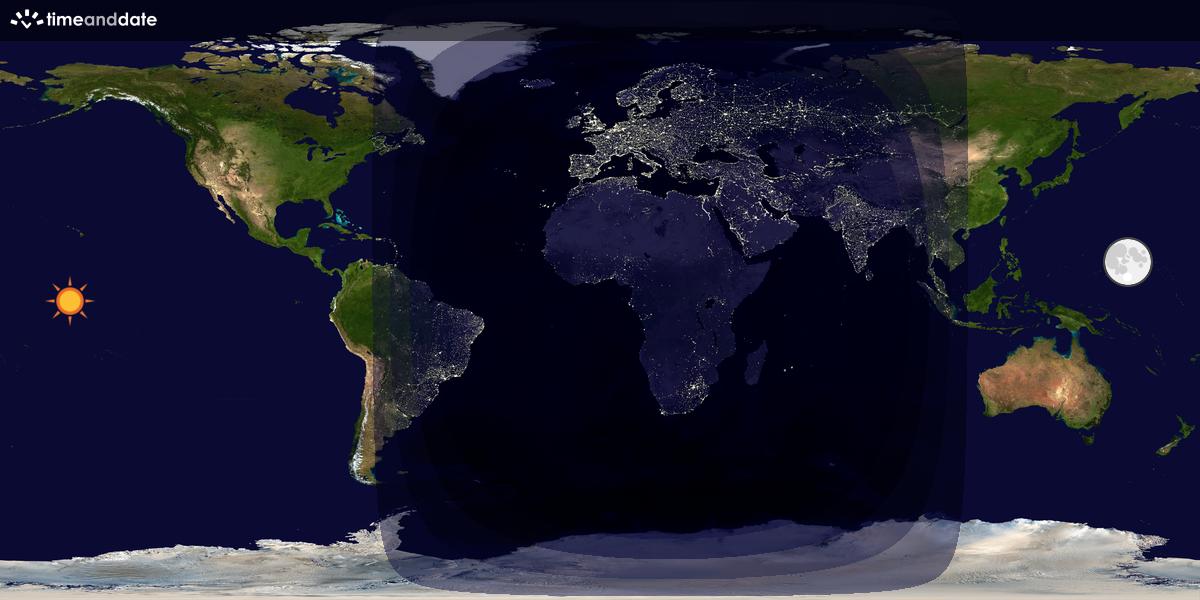 Verdenskart som viser dag og natt 
