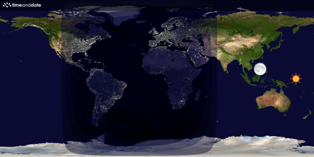 Verdenskart som viser dag og natt 