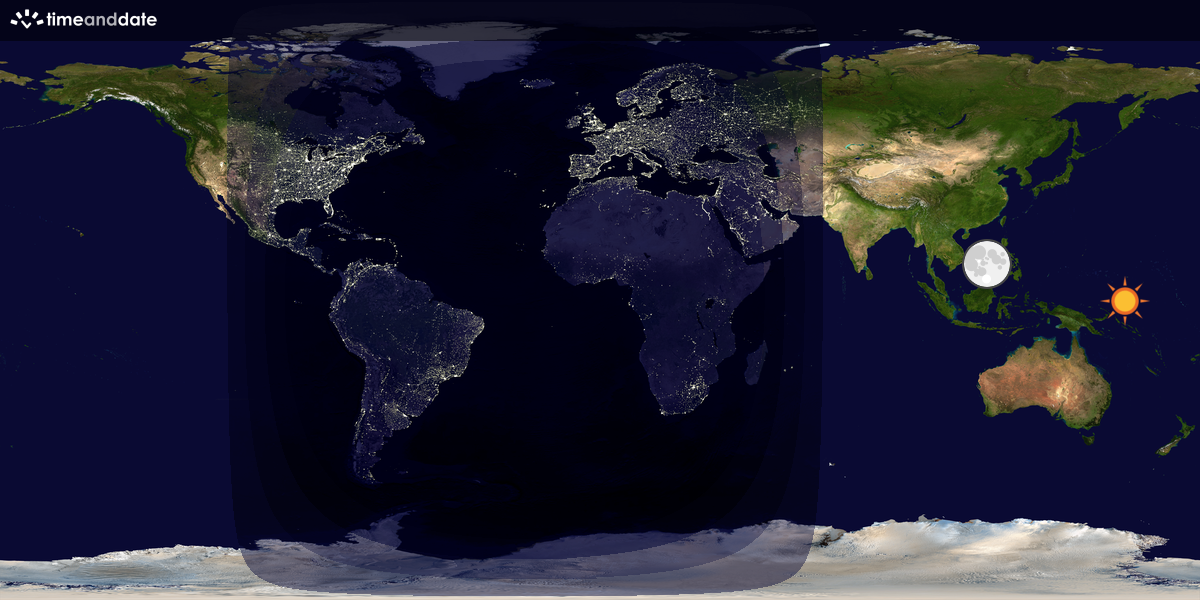 Verdenskart som viser dag og natt 